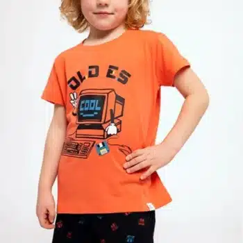 Pijama de Menino de Calção e Manga Curta em Algodão