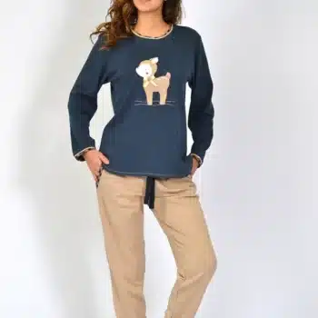 Pijama De Senhora Em Algodão Cardado