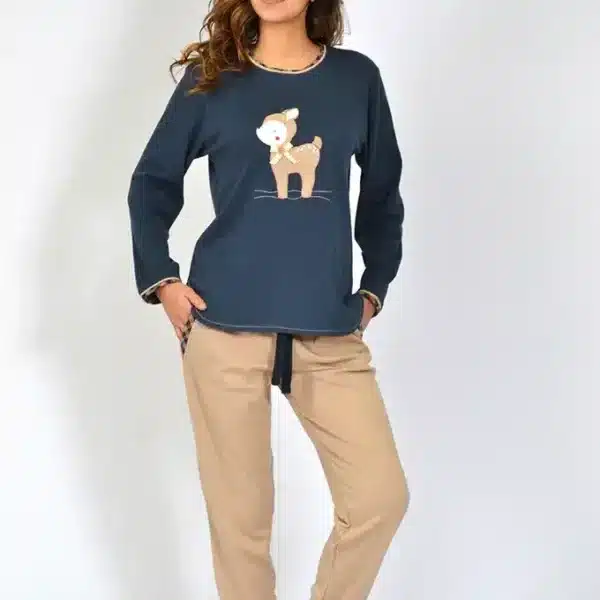 Pijama De Senhora Em Algodão Cardado