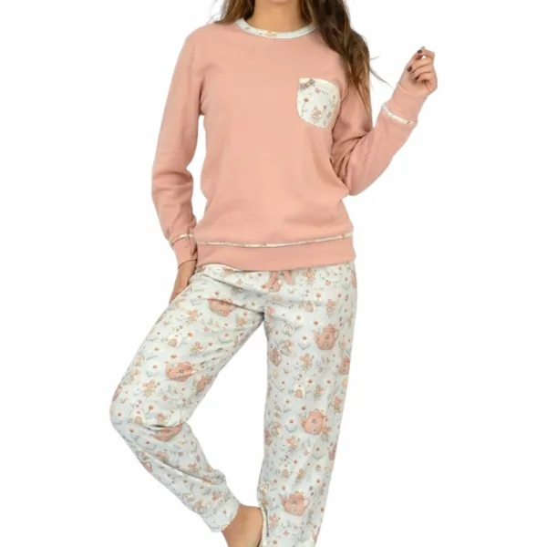 Pijama Estampado Cardado Senhora