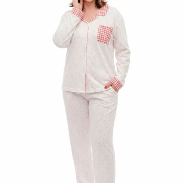 Pijama Casaco Estampado Cardado Senhora