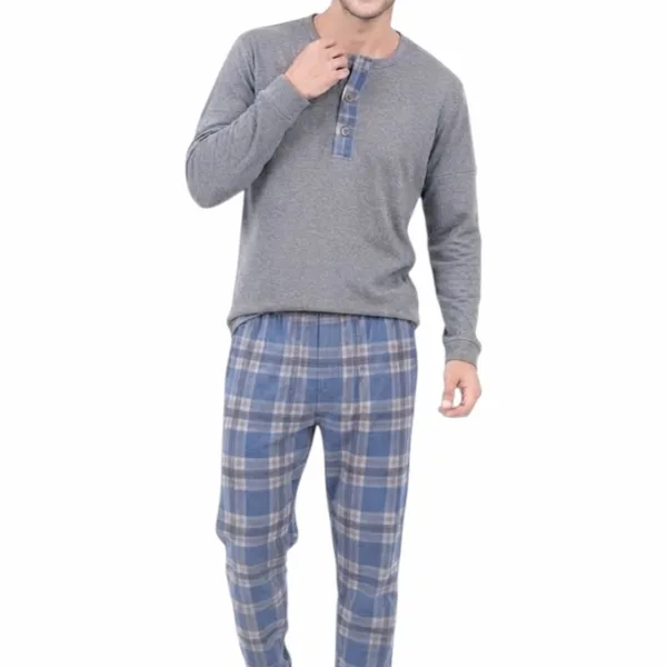 Pijama Homem Cardado Com Botões Pelican